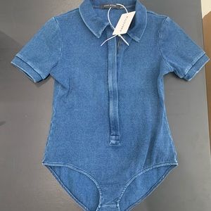 BRAND NEW- NEVER WORN Indigo unique polo bodysuit